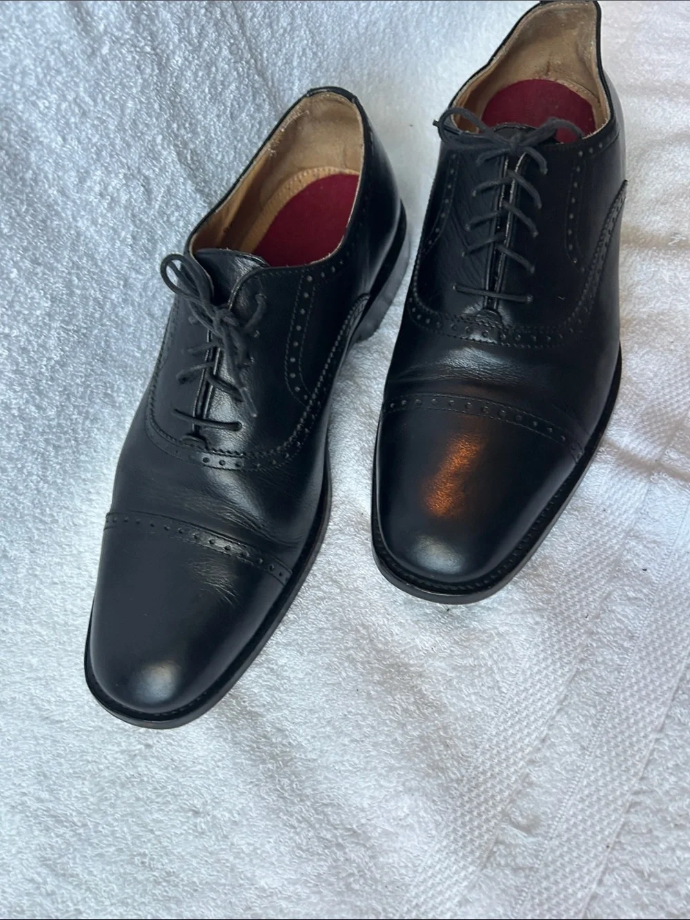 Bostonian Black Leather Cap-Toe Derby Oxfords